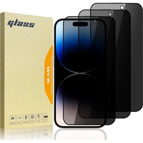 Kal-3 Pièces Protection D'écran Anti-Espion Pour Iphone 14 Pro, 9h Dureté Film En Verre Trempé, Protection Écran De Confidentialité Pour Iphone 14 Pro 6.1"" - Anti-Rayures, Anti-Empreintes