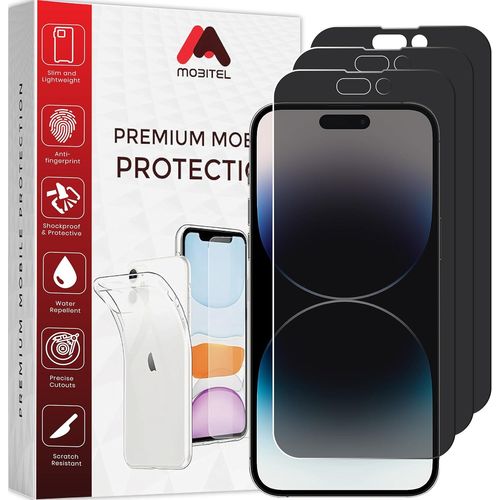 KAL-Lot De 3 Protecteurs D'Écran En Verre Trempé De Confidentialité Pour Iphone 14 Pro, Dureté 9H, 6,1'', En Verre Trempé, Anti-Rayures, Anti-Bulles, Installation Facile, Solide Et Sensible Hd