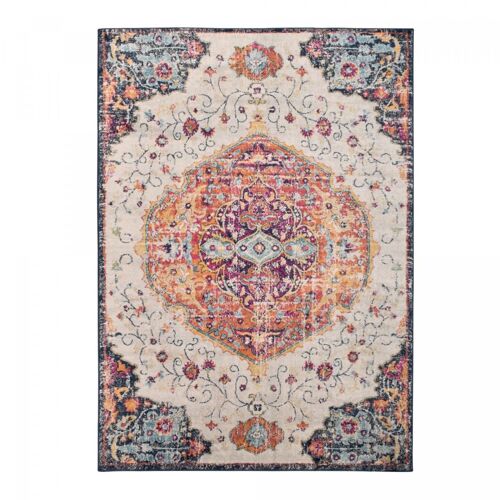 Tapis Vintage Oriental 240x340 Cm - Lyn3 Med - Couleur : Multicolore Rouge Beige Bleu