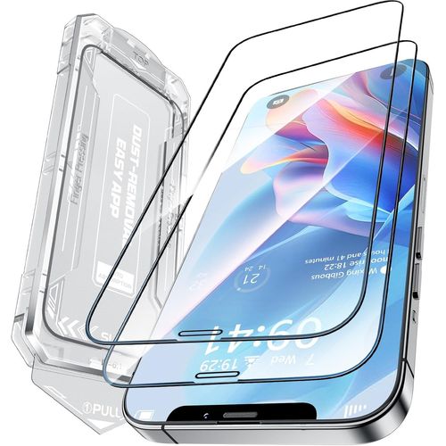 KAL-2 Pièces Verre Trempé Pour Iphone 12 Pro Max Couverture Complète, Installation Rapide, Dureté 9H+, Résistant Aux Bris, Sans Bulles, Résistant Aux Empreintes, Bords Arrondis 2.5D