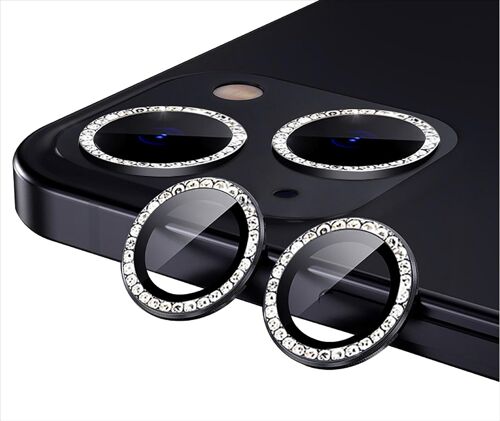 KAL-Verre Trempé Caméra Pour Iphone 16, Diamant De Cristal, Verre Trempé Haute Définition, N'Affecte Pas La Prise De Vue, Iphone 16 Plus Verre Trempé Camera -Black