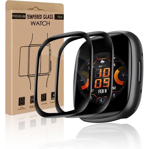 Kal-Lot De 2 Films De Protection D'écran En Verre Blindé Pour Fitbit Versa 3/Sense 2, Anti-Rayures, Sans Bulles, Ultra Transparent, Haute Définition, Ultra Résistant, Anti-Poussière, Sense 2