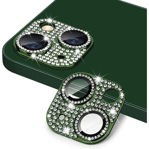 Kal-Bling Film De Protection D'écran Pour Appareil Photo Compatible Avec Iphone 13/Iphone 13 Mini, Anti-Rayures, Diamant Hd En Métal, Protection D'objectif Pour Iphone 13/Iphone 13 Mini (Vert)