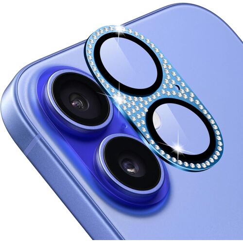 KAL-Caméra Protecteur Compatible Avec Iphone 16/Iphone 16 Plus, [Ultra Hd] [ 9H Dureté ] Anti Rayures Verre Trempé Diamant Caméra Coque Cover Pour Iphone 16/Iphone 16 Plus- Bleu