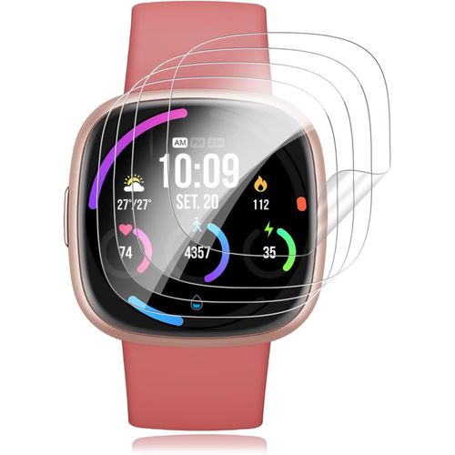 Kal-Lot De 4 Films De Protection D'écran En Verre Blindé Pour Fitbit Versa 4/Fitbit Versa 3/Fitbit Sense 2 - Haute Sensibilité - En Tpu - Sans Bulles - Anti-Traces De Doigts