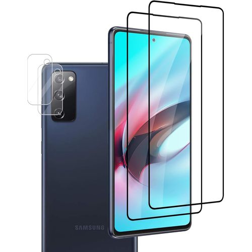 Kal-Lot De 2 + 2 Films De Protection D'écran En Verre Trempé Pour Samsung Galaxy S20 Fe, Dureté 9h, Sans Bulles, Précision Tactile, Résistant Aux Rayures, Couverture Complète