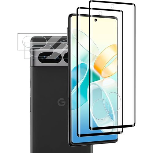 Khkui-Lot De 2 + 2 Films De Protection D'écran En Verre Trempé Pour Appareil Photo Google Pixel 7 Pro, Dureté Hd 9h, Sans Bulles, Précision Tactile, Résistant Aux Rayures, Couverture Complète