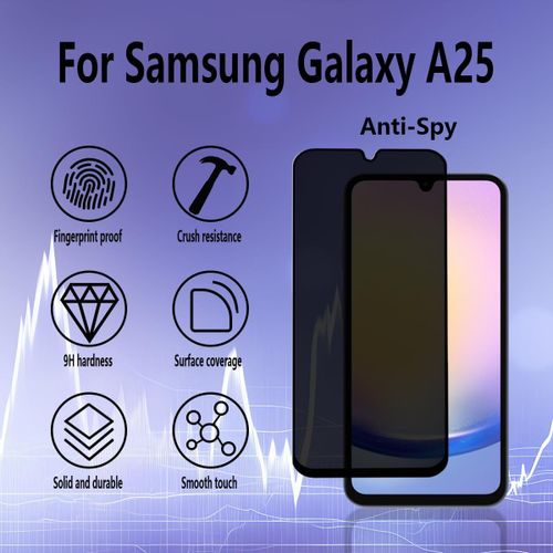 Verre Trempé Anti-Espion Pour Samsung Galaxy A25 Écran Protecteur¿Sans Bulles/Couverture Complète¿Anti-Spy Privacy Film Protection En Écran Protecteur Pour Samsung Galaxy A25 Verre Trempé