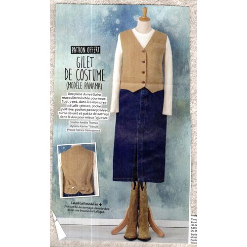 Patron Couture Modes Et Travaux 429845 : Gilet De Costume, Création Amélie Thomas, Taille 36 À 48