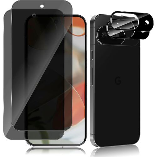 CAUC-Verre Trempé Anti-Espion pour Google Pixel 9, 2+2 Pièces Privacy Protection Écran et Caméra Protecteur, 9H Dureté Anti-Rayures Anti-Spy Privacy Protecteur Écran pour Google Pixel 9