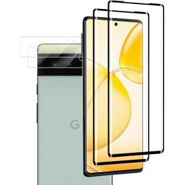 Kal-Lot De 2 + 2 Films De Protection D'écran En Verre Trempé Pour Appareil Photo Google Pixel 6 - Dureté 9h Hd - Sans Bulles - Précision Tactile 100 % Résistante Aux Rayures - Couverture