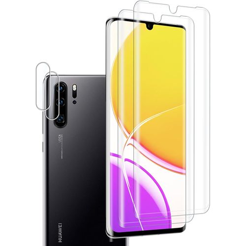 KAL-Lot De 2 + 2 Films De Protection D'Écran En Verre Trempé Pour Huawei P30 Pro - Dureté Hd 9H - Sans Bulles - Précision Tactile 100 % Résistante Aux Rayures - Couverture Complète