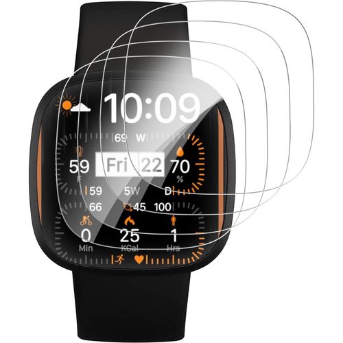 Kal-Lot De 4 Films De Protection D'écran En Verre Blindé Pour Fitbit Versa 2 - Film De Protection Flexible Auto-Cicatrisant En Tpu - Sans Bulles - Anti-Rayures - Anti-Traces De Doigts