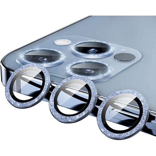 KAL-Verre Trempé Caméra Pour Iphone 13 Pro Max, Poudre De Diamant Brillant, Bling, Verre Trempé Haute Définition, Iphone 13 Pro Verre Trempé Camera - Blue