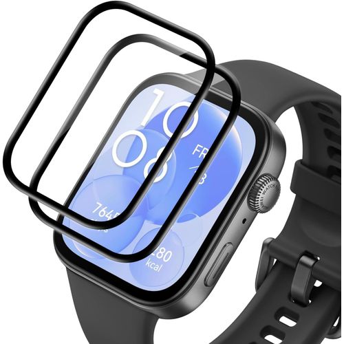 Kal-Lot De 2 Films De Protection D'écran En Verre Blindé Pour Huawei Watch Fit 3, Verre De Protection Auto-Cicatrisant, Ultra Fin 0,2 Mm, Sans Bulles, Résistant À L'huile Et Aux Rayures