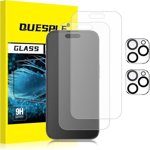 TRAHOO-[2+2 Pièces] Verre Trempé Mat pour iPhone 14 Pro avec Protection d'Objectif de Caméra, Anti-Traces de Doigts, Anti-éblouissement Matte Film Protection écran, Sans Bulles Anti Rayure Vitre