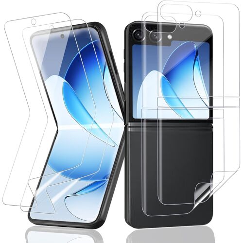 KAL-Lot De 2 + 2 Films De Protection D'Écran En Verre Blindé Pour Samsung Galaxy Z Flip 6, Film Tpu Flexible Auto-Cicatrisant, Ultra Hd, Sans Bulles, Anti-Rayures, Anti-Traces De Doigts, Ultra