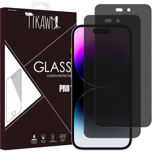 KAL-X2 Protection Écran Anti-Espion Couverture Complète Pour iPhone 14 Pro 6,1 Pouces, Bord Noir Film Verre Trempé Avec Kit D'Installation Facile, Compatible Coque, Lot De 2 Verres