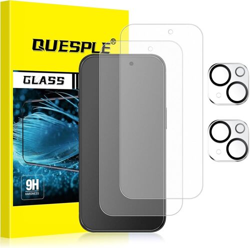 KALANKA-[2+2 Pièces] Verre Trempé Mat pour iPhone 15 avec Protection d'Objectif de Caméra, Anti-Traces de Doigts, Anti-éblouissement Matte Film Protection écran, Sans Bulles Anti Rayure Vitre