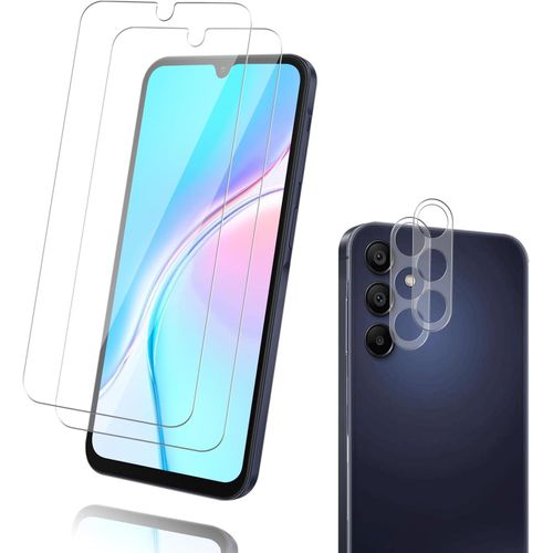 Kal-2+2 Pièces Verre Trempé Pour Samsung Galaxy A16 Protection Écran, 9h Dureté Anti Rayures Ecran Verre + Caméra Arrière Verre, 3d Ultra Hd Haute Sensibilité Pour Samsung A16 Vitre Protection