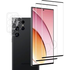 Kal-Lot De 2 + 2 Films De Protection D'écran En Verre Trempé Pour Appareil Photo Samsung Galaxy S23 Ultra Dureté 9h Sans Bulles \U2013 100 % Précision Tactile, Résistant Aux Rayures, Couverture