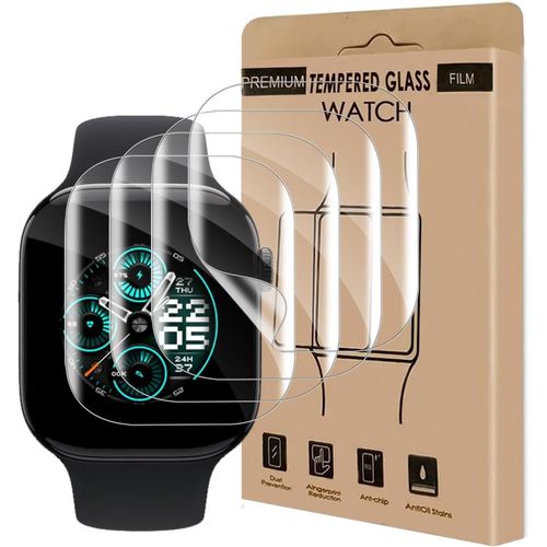 Kal-Lot De 4 Films De Protection D'écran En Verre Blindé Pour Apple Watch Series 10 (46 Mm), Anti-Rayures, Sans Bulles, Sensible Au Toucher, Tpu Souple, Hd Transparent Apple Watch 10 46 Mm
