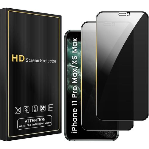 Kal-Lot De 2 Films De Protection D'écran Pour Iphone 11 Pro Max/Xs Max 6,5"", Dureté 9h, Anti-Espion, Film De Protection D'écran Sans Bulles