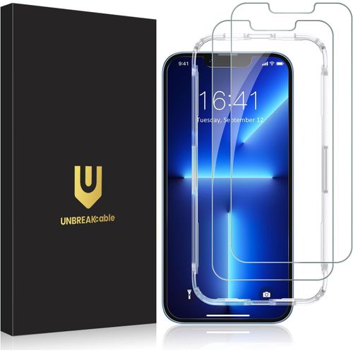 AEFJ-Lot de 2 films protecteurs d'écran pour iPhone 16e/iPhone 14/iPhone 13/13 Pro, verre trempé incassable [99,99 % HD transparent] [dureté 9H] [cadre d'installation facile] pour iPhone 6,1