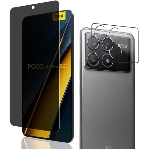 TRAHOO-Verre Trempé Protection Décran Pour Xiaomi Poco X6 Pro, Anti-Espion Protection Décran 1 Pièces + Caméra Arrière Protecteur 1 Pièces,9H Dureté Pour Xiaomi Poco X6 Pro Protection Décran