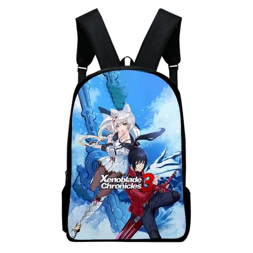 Sac à dos à bandoulière en tissu Oxford, motif Xenoblade Chronicles, sac d'école décontracté à fermeture éclair multiple - XTYD2821