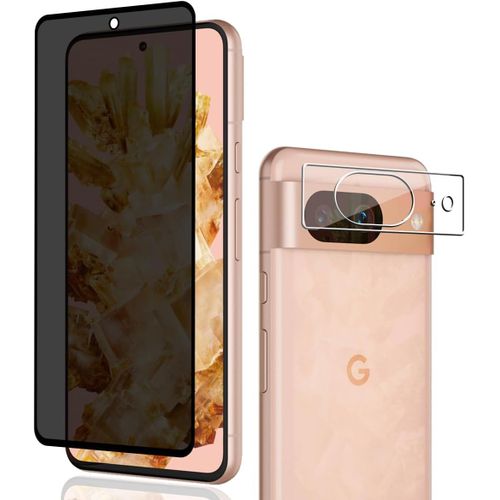 Verre Trempé Protection Décran Pour Google Pixel 8, Anti-Espion Protection Décran 1 Pièces + Caméra Arrière Protecteur 1 Pièces,9h Dureté Pour Google Pixel 8 Protection Décran