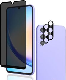 Verre Trempé Protection Décran Pour Samsung Galaxy A34 5G, Anti-Espion Protection Décran 1 Pièces + Caméra Arrière Protecteur 2 Pièces,9H Dureté Pour Samsung Galaxy A34 5G Protection Décran