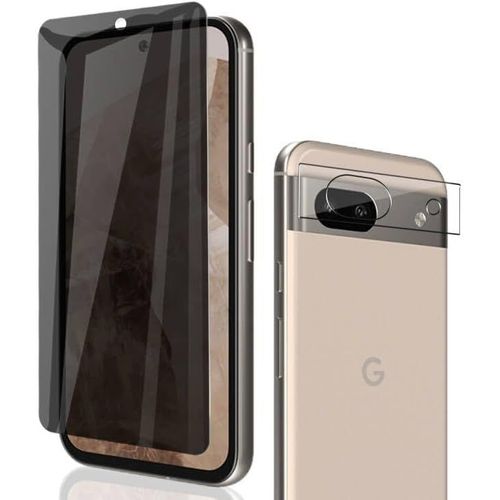 Cauc-Verre Trempé Anti-Espion Pour Google Pixel 8a,Film Anti-Espion 1 Pièces + Caméra Arrière Protecteur 1 Pièces,9h Dureté,Anti-Rayures,Sans Bulles Pour Google Pixel 8a Protection Décran