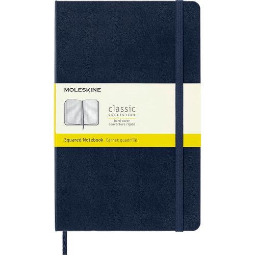 Carnet De Notes Classique Papier À Grille De Pointillés,Journal Couverture Rigide Et Fermeture Par Elastique,Taille Grand Format 13 X 21 Cm 240 Pages,Couleur Bleu Saphir