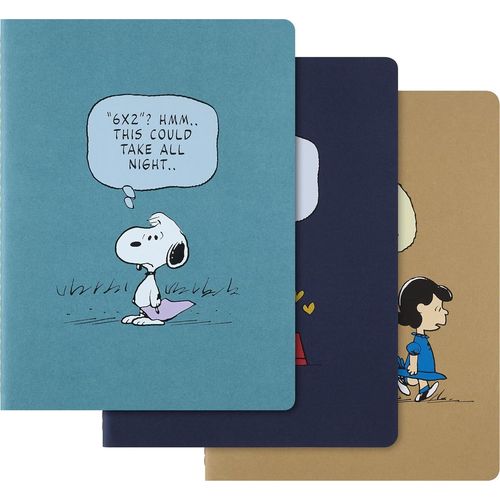 Chenquansarl-Peanuts Cahier Journal, Ensemble De 3 Carnets À Lignes, Avec Couvertures Flexibles Et Marque-Page À Thème, 16 Feuilles Détachables, Format Xl 19 X 25 Cm