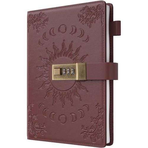 ChenQuanSarl-Journal D'Écriture Avec Cadenas Pour Femmes, Filles, Garçons, Adolescents, Enfants, En Cuir Synthétique, Journal Intime, Rechargeable, Papier Ligné, Carnet De Notes De Mot De Passe A5