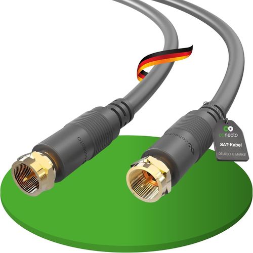 SAT Antenna Cable Coaxial Cable TV Satellite Cable 2m Double Shielded F-Plug for HDTV, Receiver, Satellite, Internet, DAB, Radio, Black