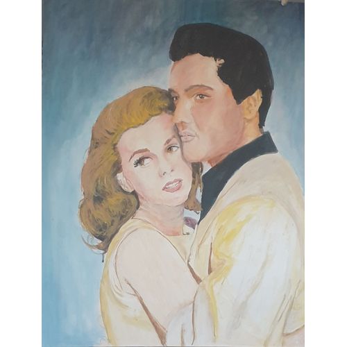 Tableau elvis presley viva las vegas peinture sur papier 50x64 cm
