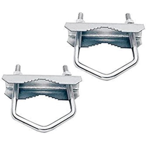 HD-Line Bride-110mm Bride d'Etrier avec Mâchoire pour Fixation de Parabole et d'Antenne sur Mât,Gris,Set de 2 Pièces