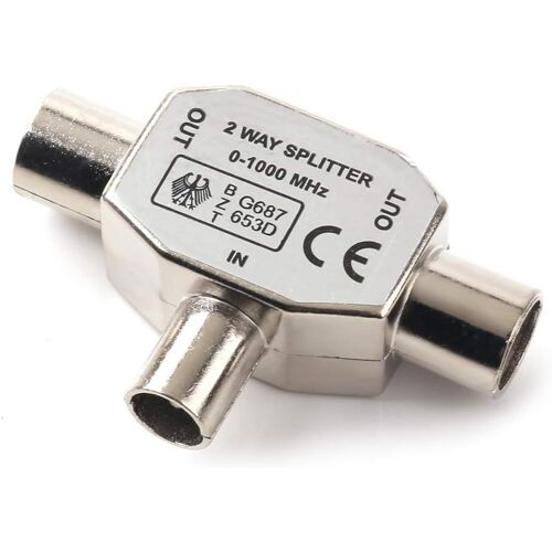Mâle À Deux Femelle Coupleur Coaxial D'antenne TV,T/F Type Connecteur Prise À RF Coax Adaptateur D'antenne Nickelage-1 Paquet