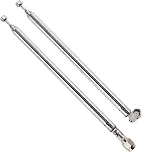 2 Pièces 75cm 7 Sections Antenne Télescopique, Antenne Télescopique Portable FM, Antennes Radio FM Télescopiques Portables, avec Connecteur Mâle SMA, pour TV Dab AM/FM Réception Stéréo