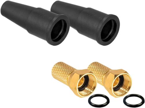 SAT Kit d'accessoires 2x F-connecteur 7mm Plaqué or + 2x Passe-fils en Caoutchouc HQ pour Câble d'antenne Coaxial Câble Sat BK Systems