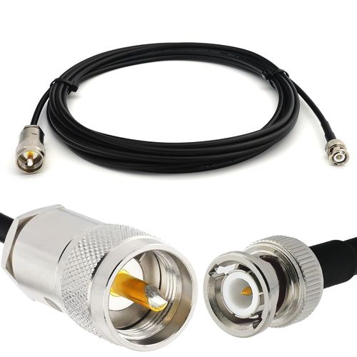 BNC Mâle vers PL259 UHF 1m câble coaxial RG58 50 Ohm-rallonge BNC PL Extension Faible Perte Cable pour Antenne CB Radio Amateur Sans fil Radio WIFI adaptateur VHF