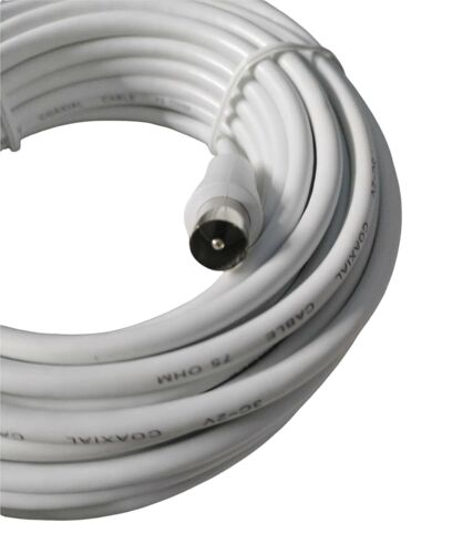 Câble Coaxial 75 Ohms 3 Mètres Câblé pour Antenne TV Satellite Numérique Raccord Connecteur Mâle Femelle de 9,5 mm