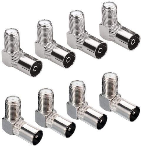 8 Pièces 90 Degrés Type F Femelle à PAL Connecteurs Mâle/Femelle, Adaptateurs Coaxiaux RF D'antenne Satellite à Angle Droit