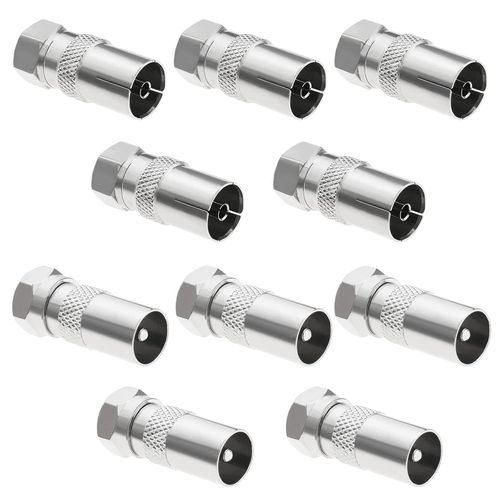 5 Paires Adaptateur d'antenne TV Type F vers Adaptateur Coaxial Connecteur Couplage pour Décodeur TV Récepteur Satellite Magnétoscope Câble Modem Antenne sans Fil Numérique Audio/Vidéo