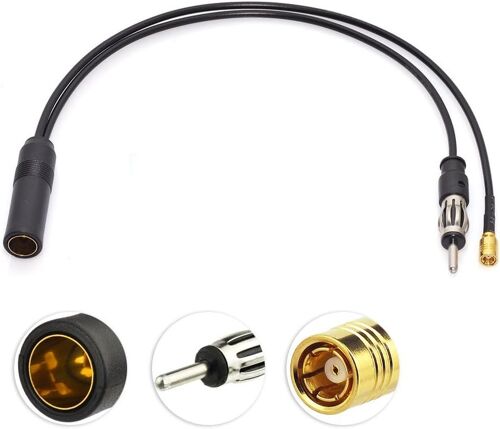 Dab Splitter Dab Antenne Séparateur Câble SMB Antenne Séparateur DIN Femelle à Din mâle à SMB FM Radio RG174 30cm pour AM/FM Dab + Radio Pionnier Clarion Alpine