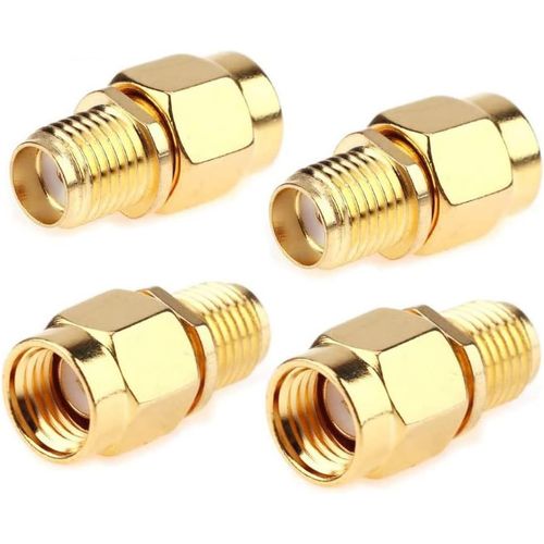SMA Femelle à RP SMA Mâle Jack Adaptateur SMA Mâle à SMA Femelle Connecteur Coaxial Adaptateur pour WiFi Antenne Répéteurs Radio Signal Rallonge Câble (4 Pack)
