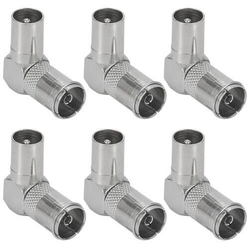 6pcs IEC TV Connector Converter Male to Female Right Angle IEC 90 Degree TV Adapter for DVB-T DVB-T2 HD Radio Cable TV