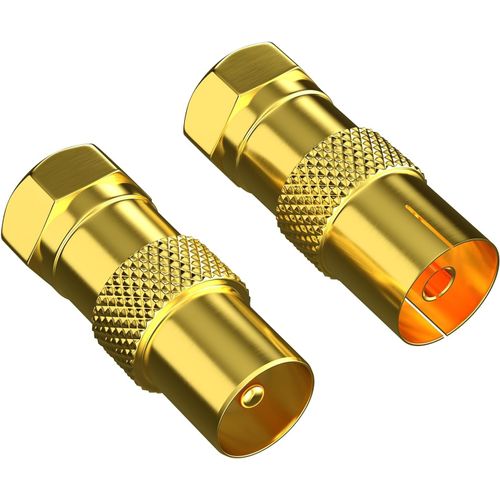 Adaptateur Satellite Coaxial (1 X Fiche F Vers Fiche D'Antenne Iec, 1 X Vers Pr D'Antenne) - Coupleur Coaxial Pour Connecteur De Câble Coaxial - Câble D'Antenne Plaqué Or[Z78]